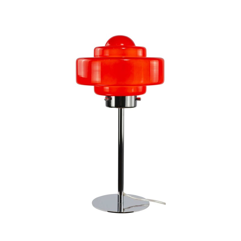 Lampe à poser en verre coloré et métal chromé - ZENI