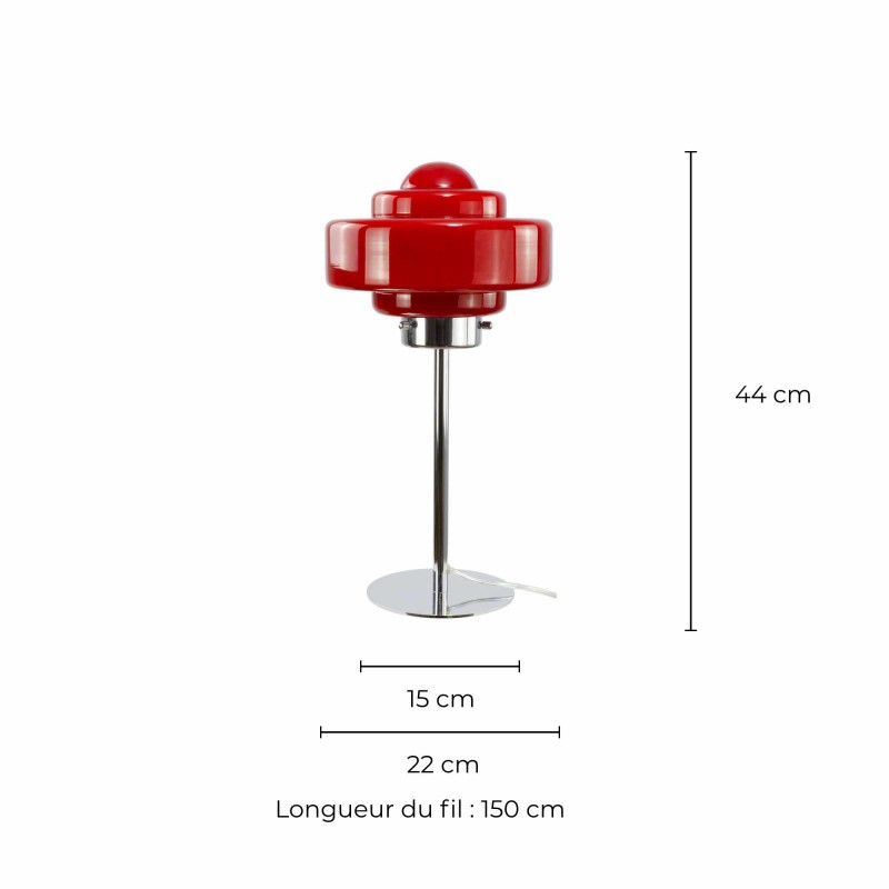 Lampe à poser en verre coloré et métal chromé - ZENI