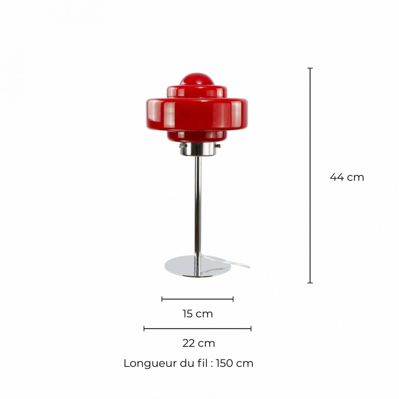 Lampe à poser en verre coloré et métal chromé - ZENI