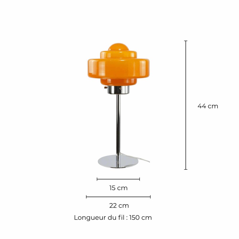 Lampe à poser en verre coloré et métal chromé - ZENI