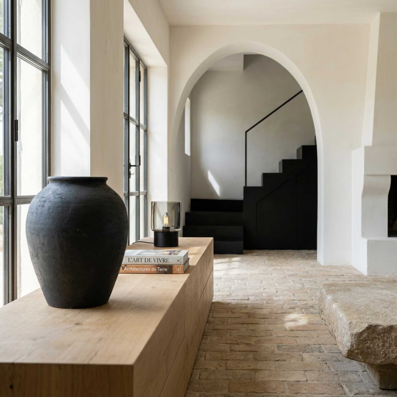 Lampe à poser en simili cuir et verre - ACOREL