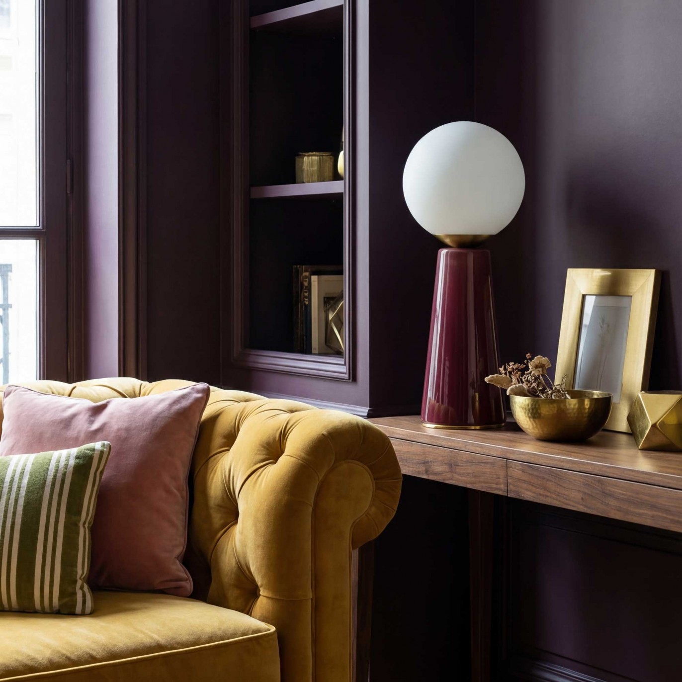 Lampe à poser en céramique colorée, verre et métal doré - COLYNE