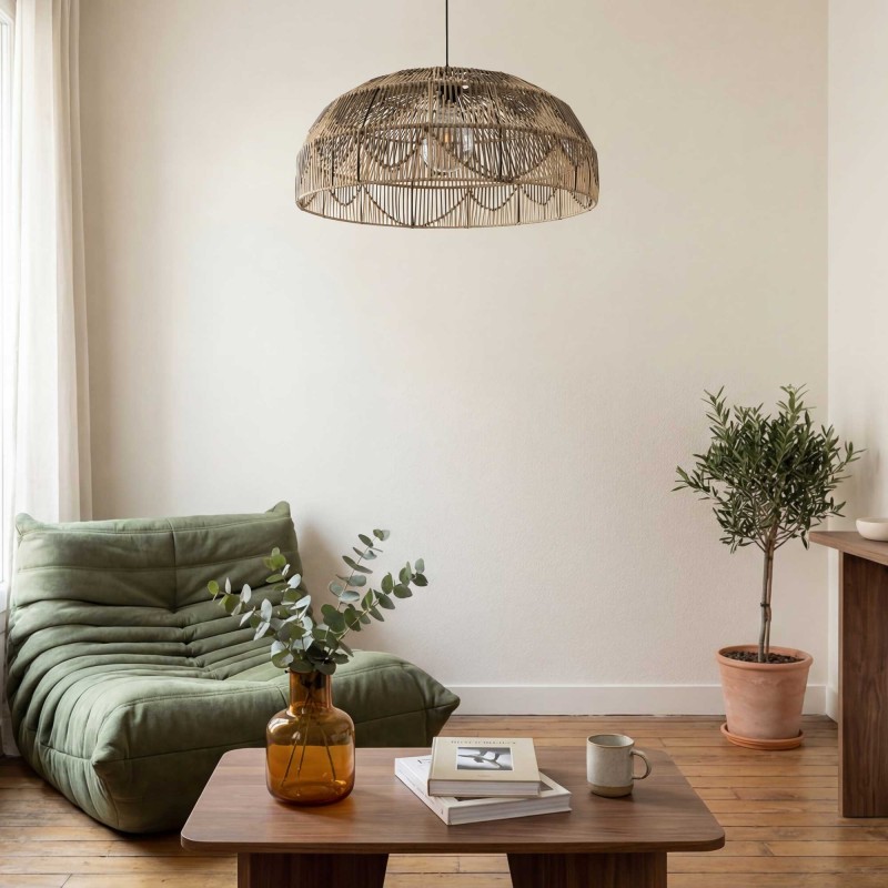 Grande suspension en rotin bicolore et métal - ALPA