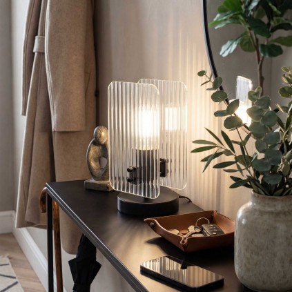 Lampe à poser en verre strié et métal - à monter - BOSCA
