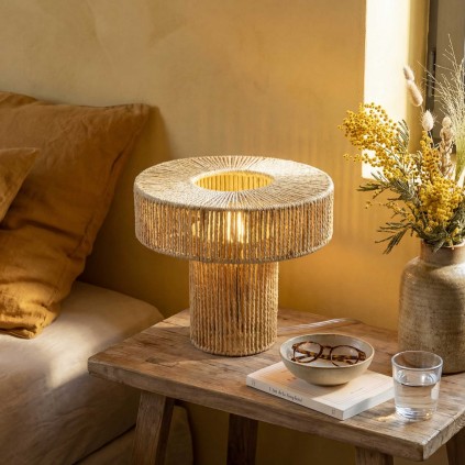 Lampe à poser en corde coloris naturel - TOZA