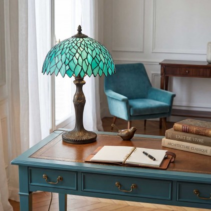 Lampe à poser en verre mosaïque pied en alliage de zinc - TIFFANY CAMILLE MM