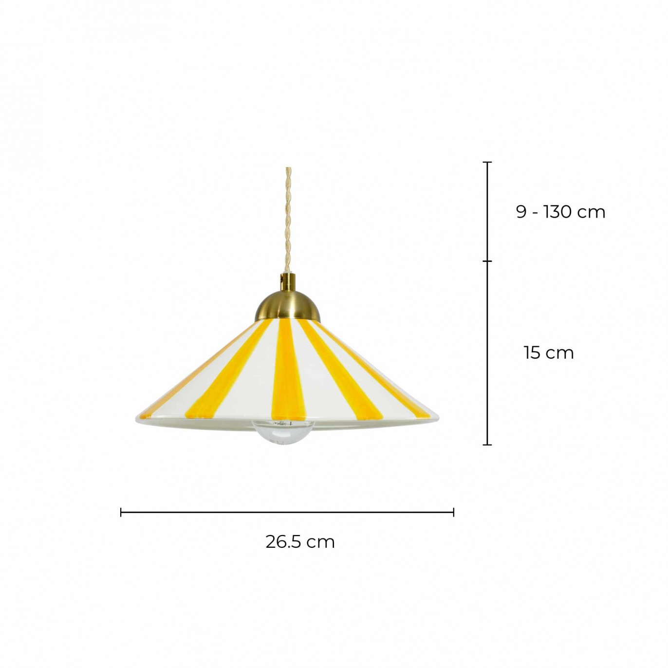 Suspension en céramique artisanale bicolore et cordon textile torsadé - PRAYA