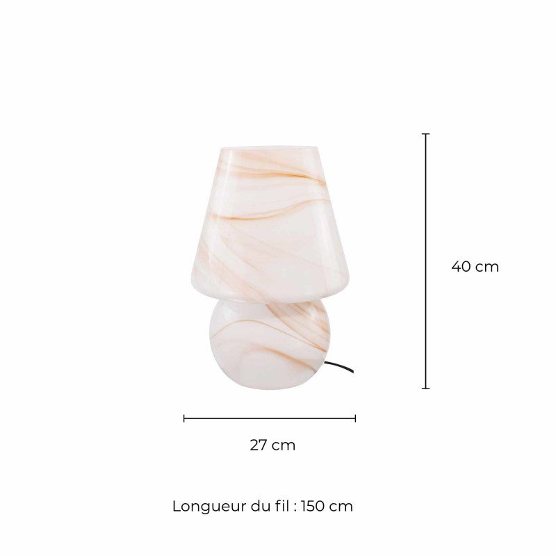 Lampe à poser XXL en verre effet marbré - VOLPA