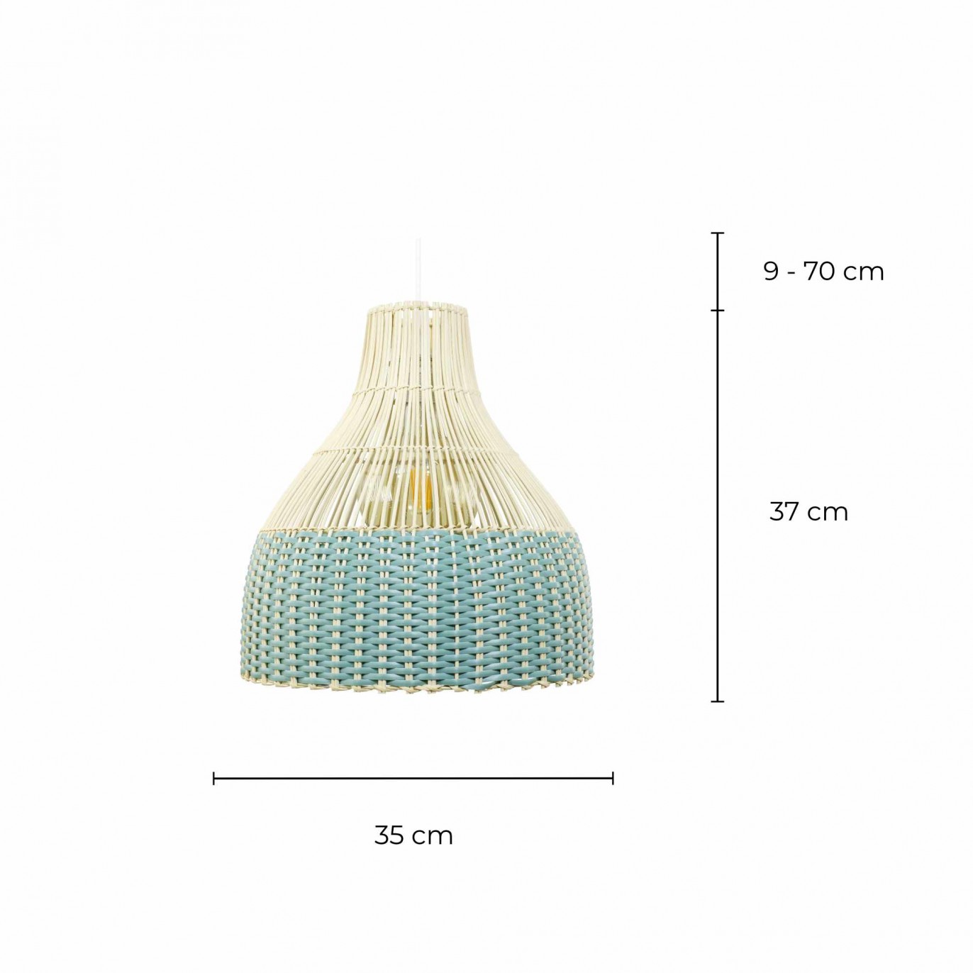 Suspension en rotin naturel et plastique recyclé coloré - SKIPP