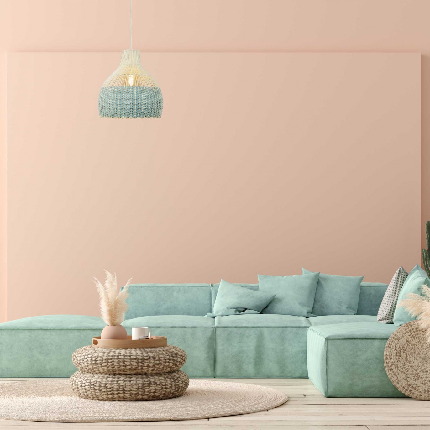 Suspension en rotin naturel et plastique recyclé coloré - SKIPP