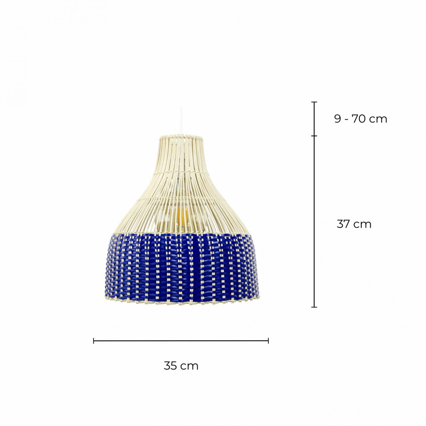 Suspension en rotin naturel et plastique recyclé coloré - SKIPP