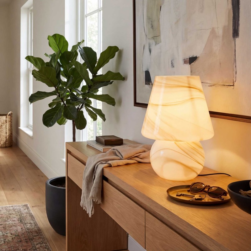 Lampe à poser XXL en verre effet marbré - VOLPA