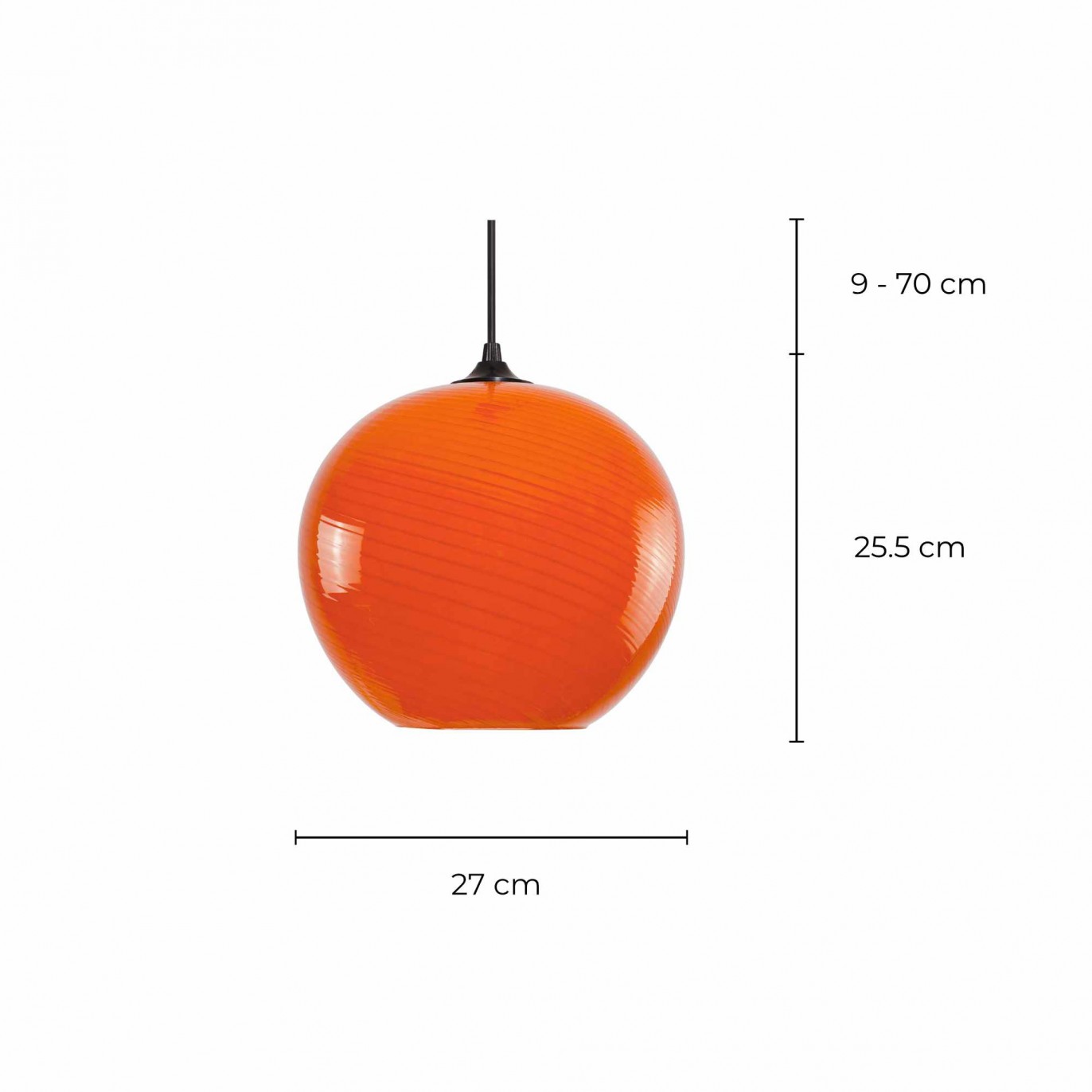 Suspension ronde en verre coloré effet twisté - PAVLO