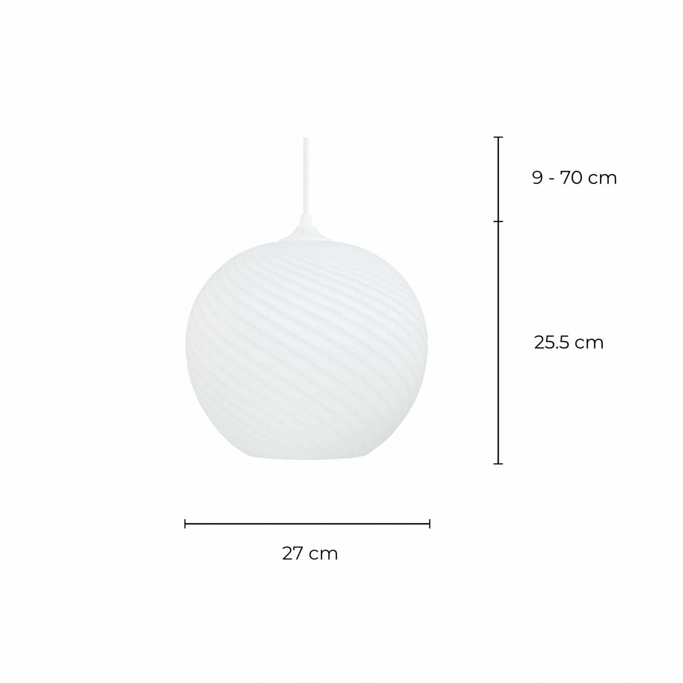 Suspension ronde en verre coloré effet twisté - PAVLO