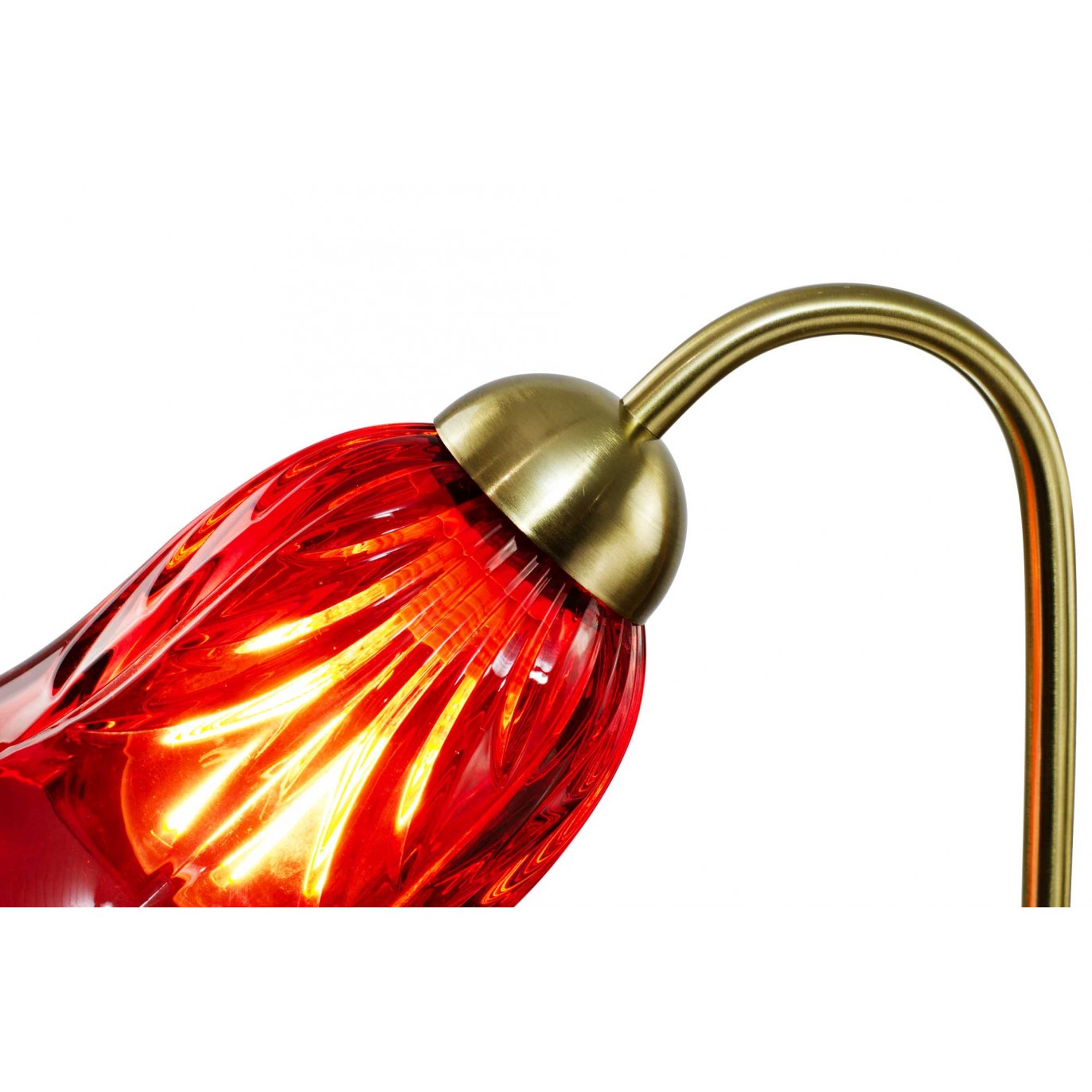 Lampe à poser en verre coloré et métal doré, cordon textile - ARELI
