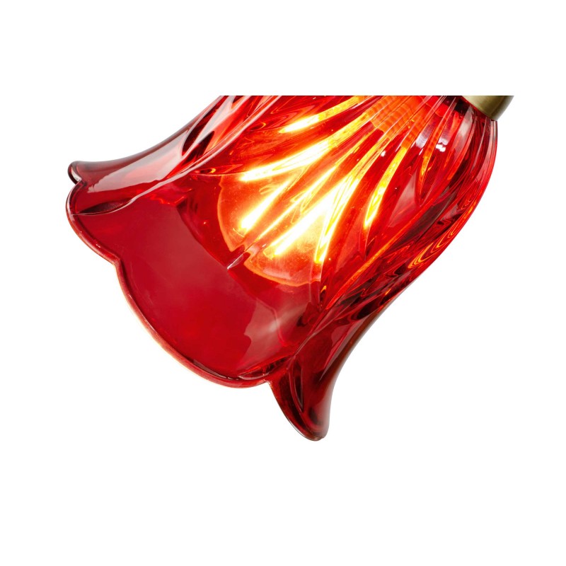 Lampe à poser en verre coloré et métal doré, cordon textile - ARELI