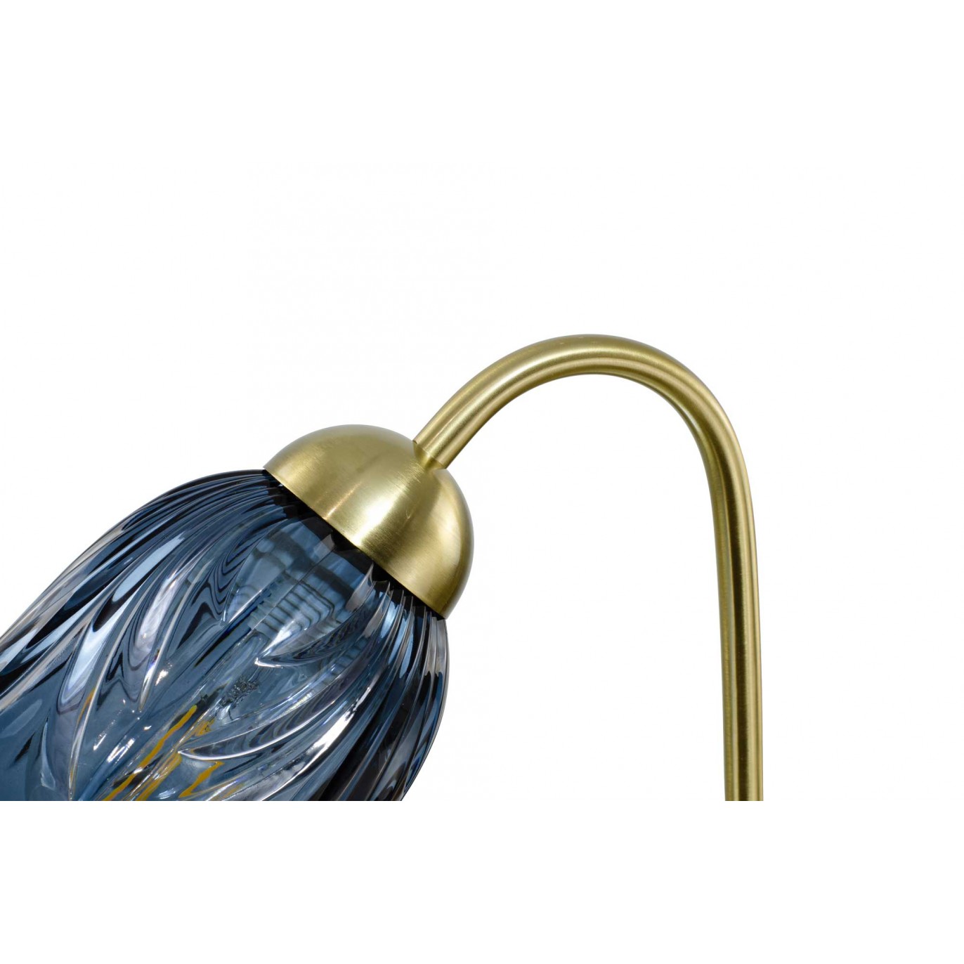 Lampe à poser en verre coloré et métal doré, cordon textile - ARELI