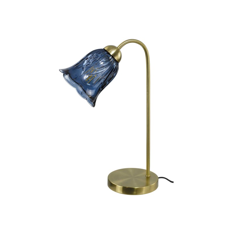 Lampe à poser en verre coloré et métal doré, cordon textile - ARELI