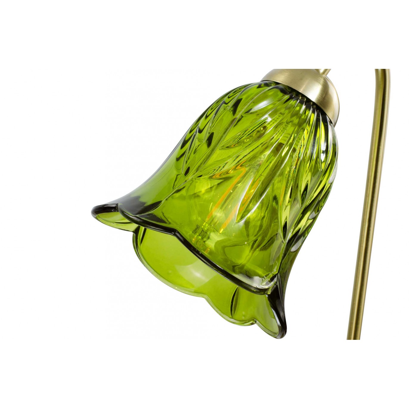 Lampe à poser en verre coloré et métal doré, cordon textile - ARELI