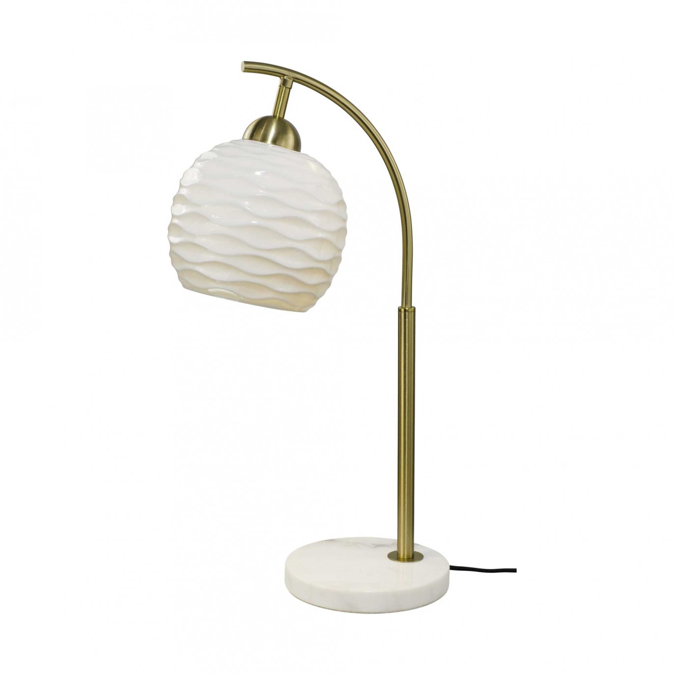 Lampe à poser en céramique, métal et marbre, cordon textile - NOLENE