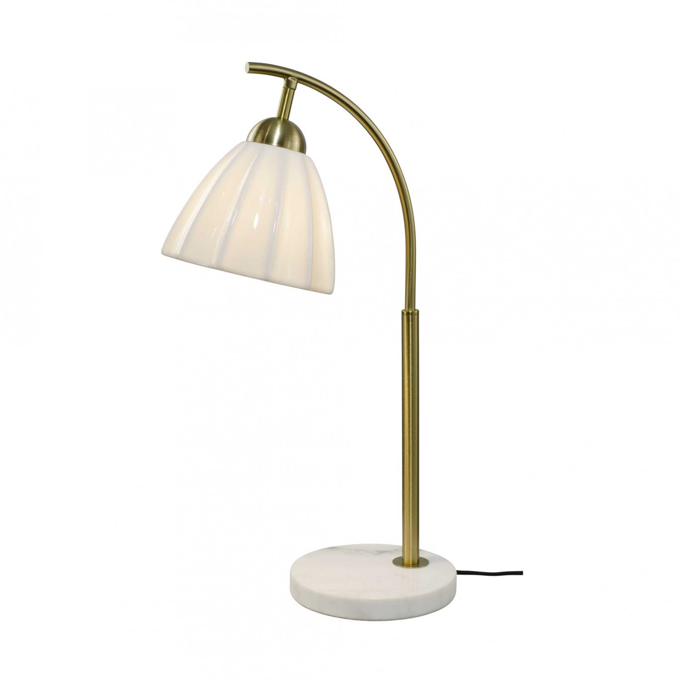 Lampe à poser en céramique, métal et marbre, cordon textile - NALIA