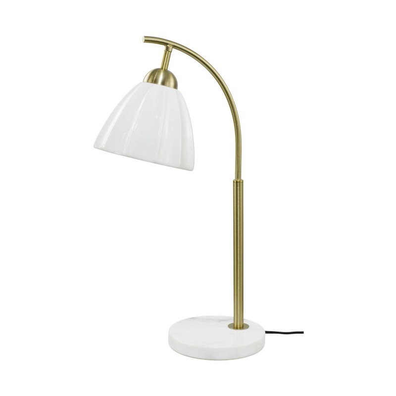 Lampe à poser en céramique, métal et marbre, cordon textile - NALIA