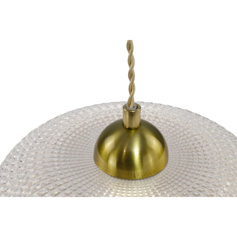 Suspension en verre gaufré, cordon textile torsadé - GENA