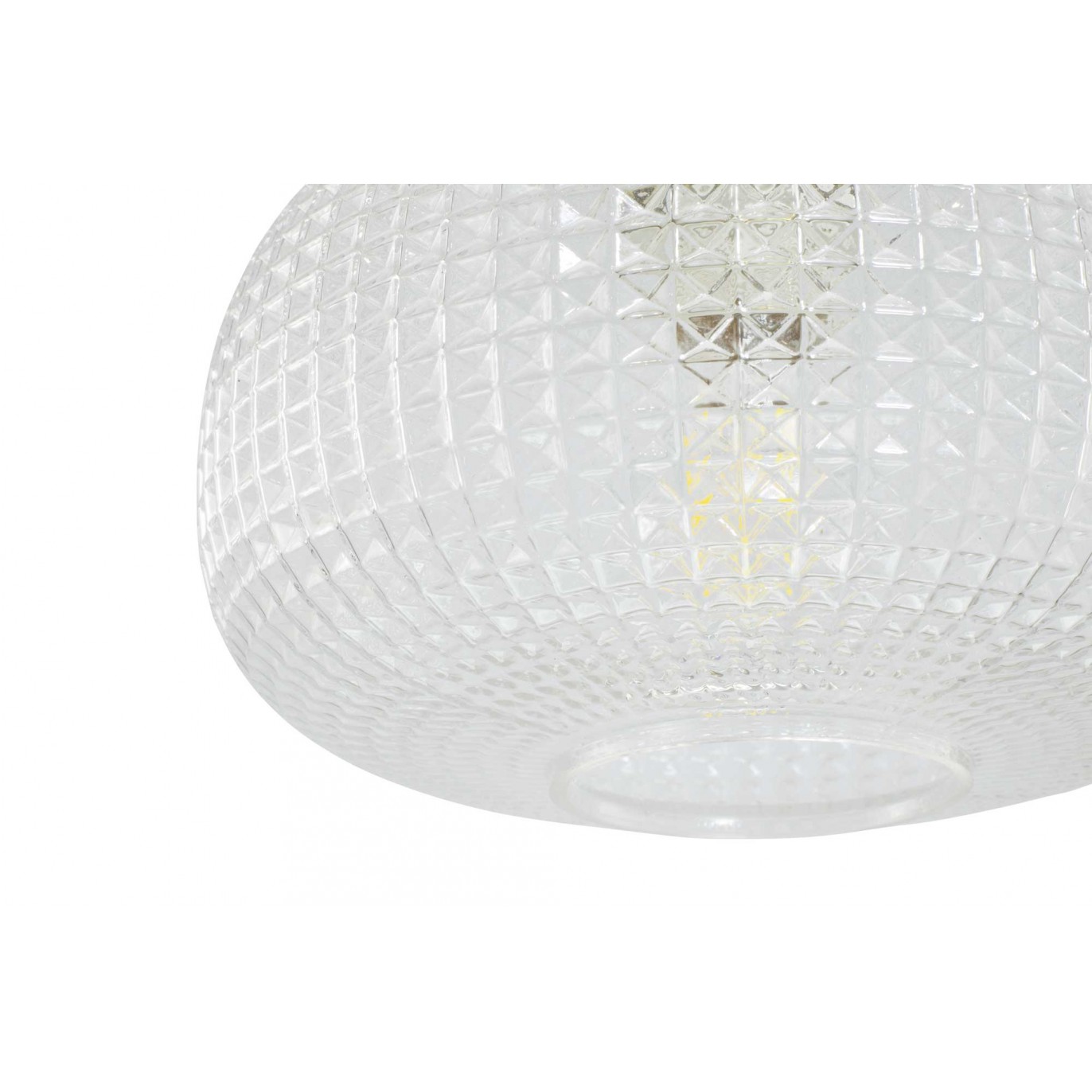Suspension en verre gaufré, cordon textile torsadé - GENA