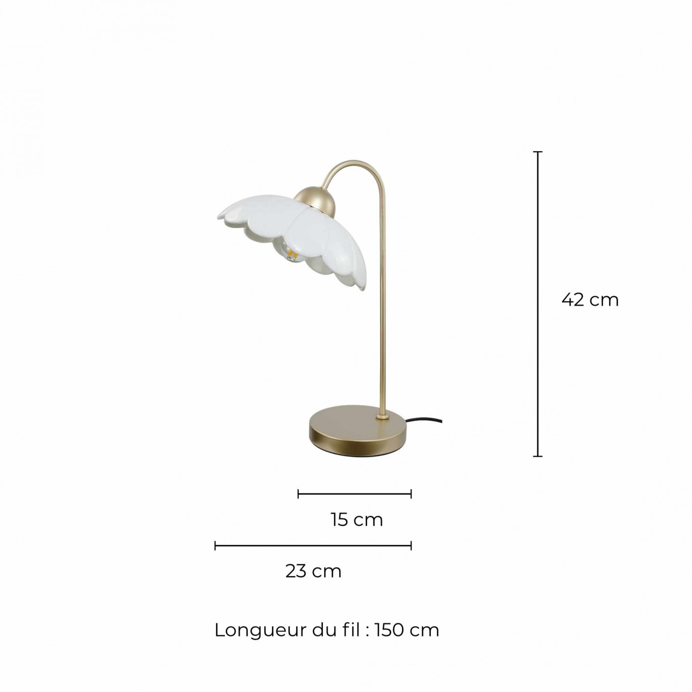 Lampe à poser en céramique colorée et métal rose gold - CLARIS