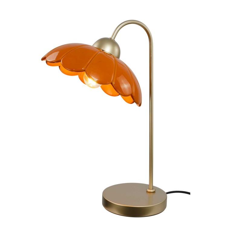 Lampe à poser en céramique colorée et métal rose gold - CLARIS