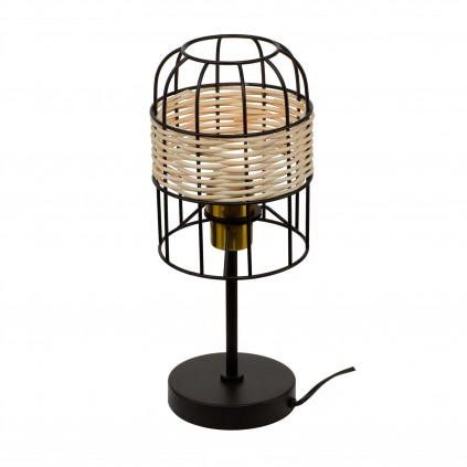 Lampe à poser tactile en métal et rotin - NUSSIM