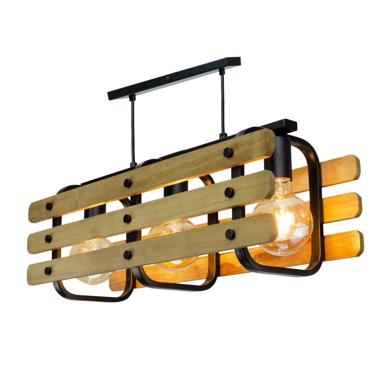 Suspension en bois et métal 3 lumières - CHABANON