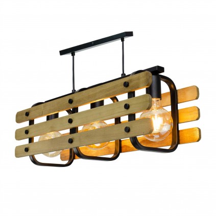 Suspension en bois et métal 3 lumières - CHABANON