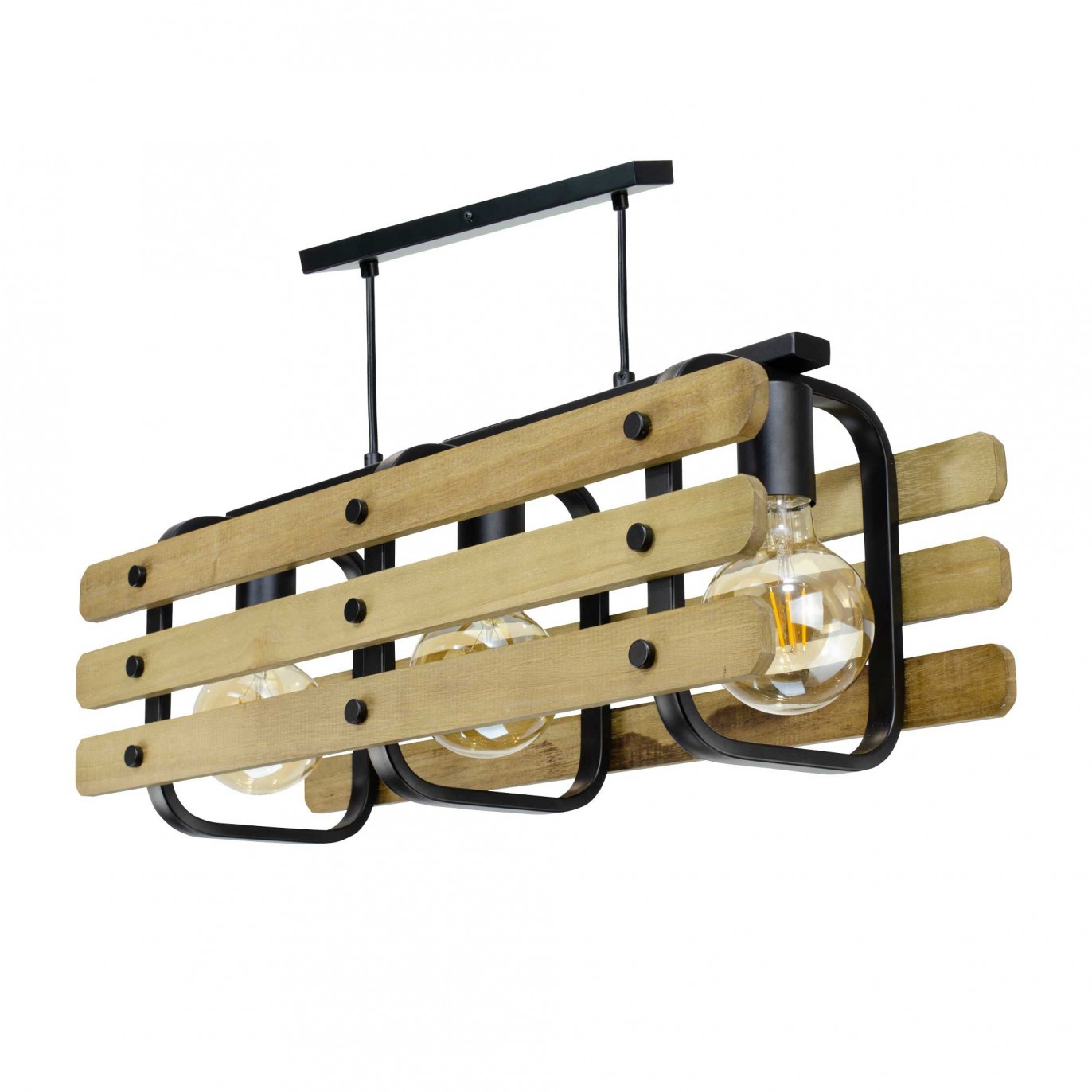 Suspension en bois et métal 3 lumières - CHABANON