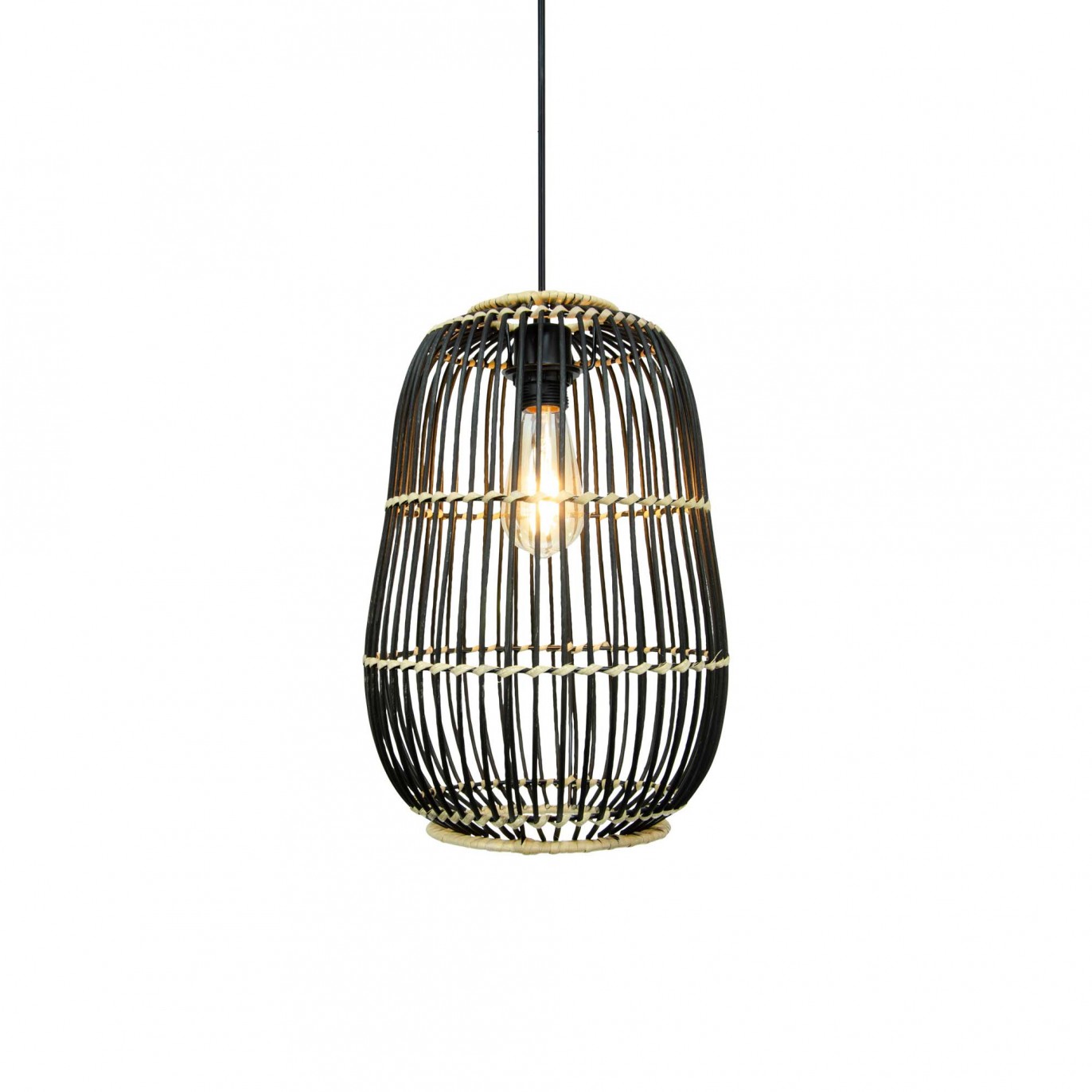 Suspension en rotin noir et naturel - LATIE PM