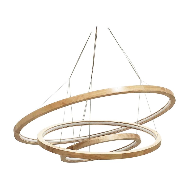 Suspension circulaire en bois et LED - CECLON