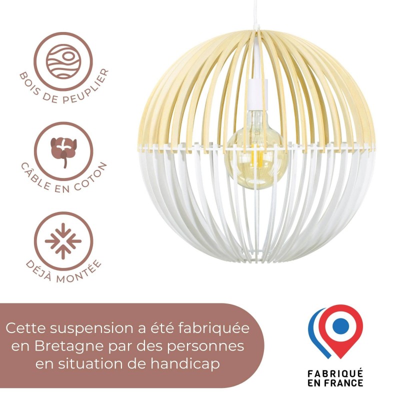 Suspension en lamelles de bois de peuplier, fabriquée en France - COBLENCE