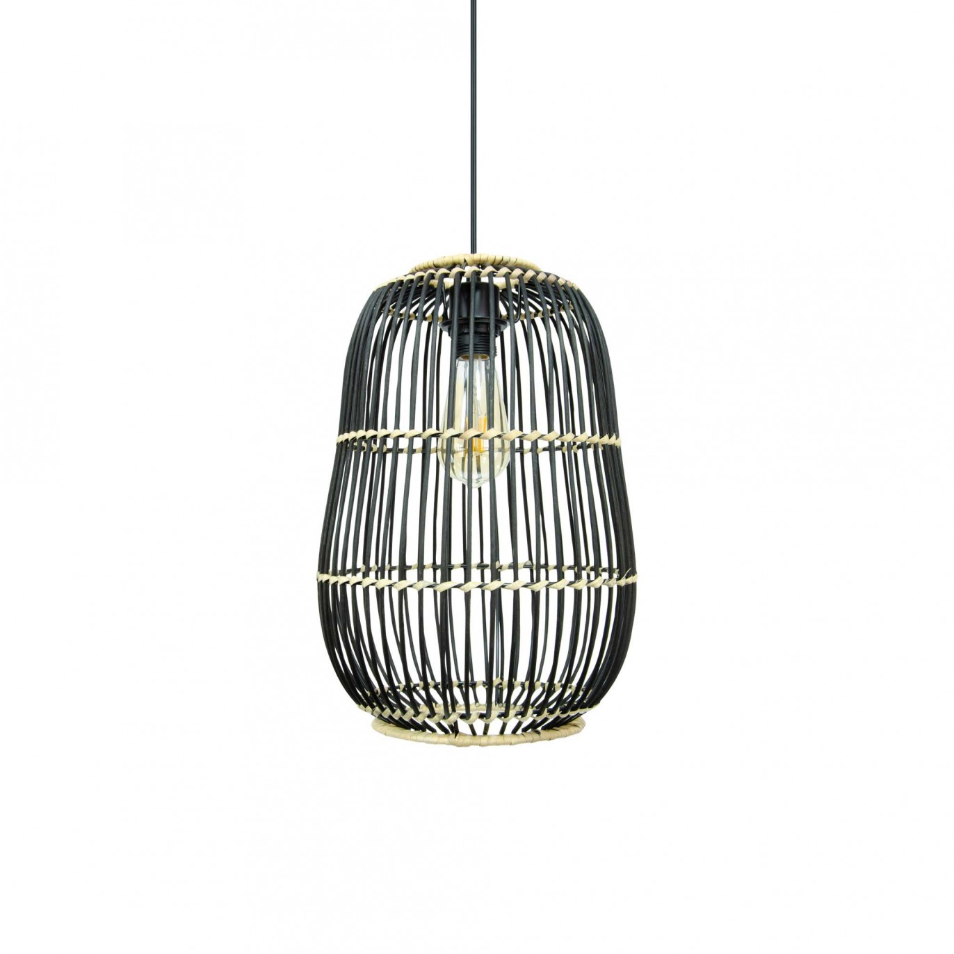 Suspension en rotin noir et naturel - LATIE PM