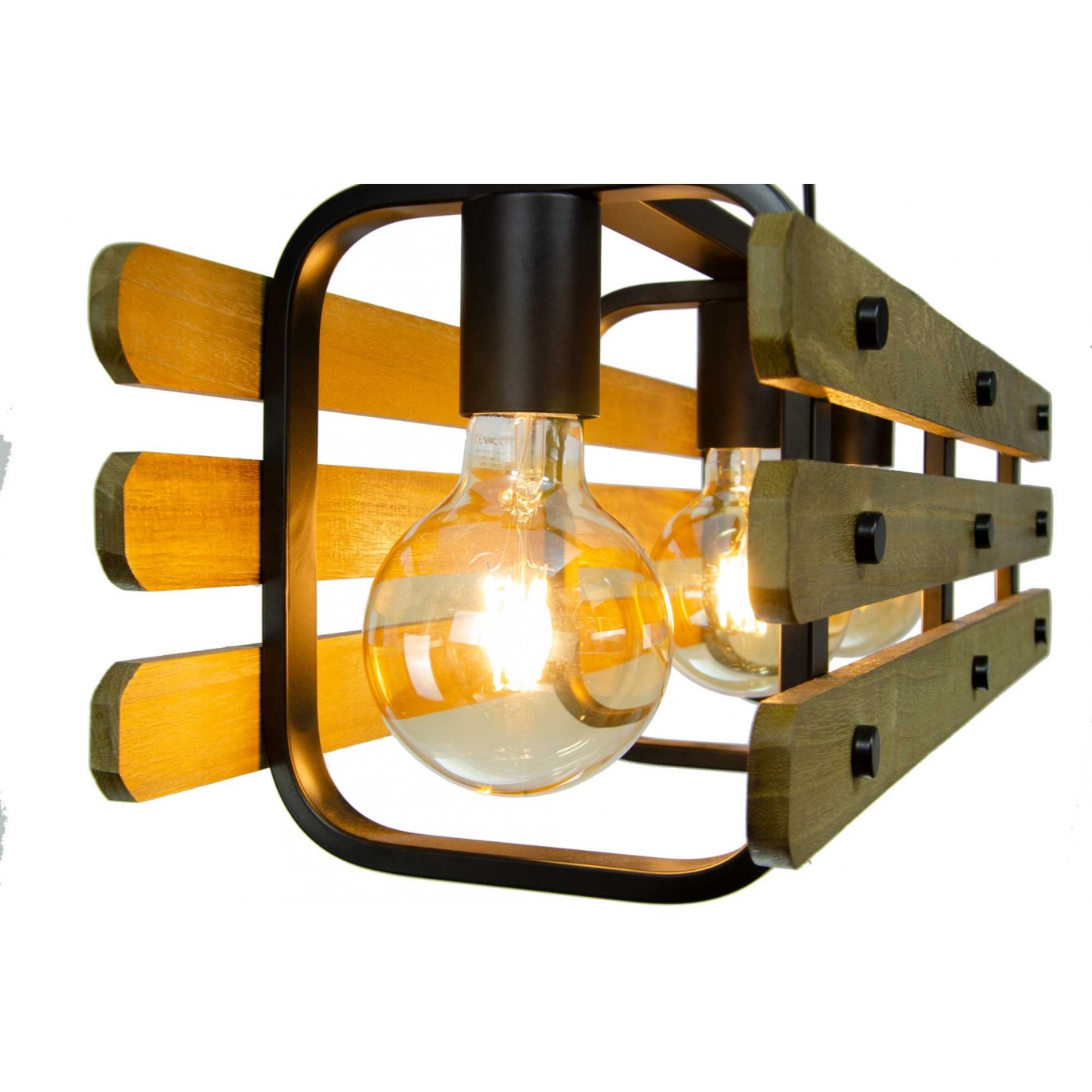 Suspension en bois et métal 3 lumières - CHABANON