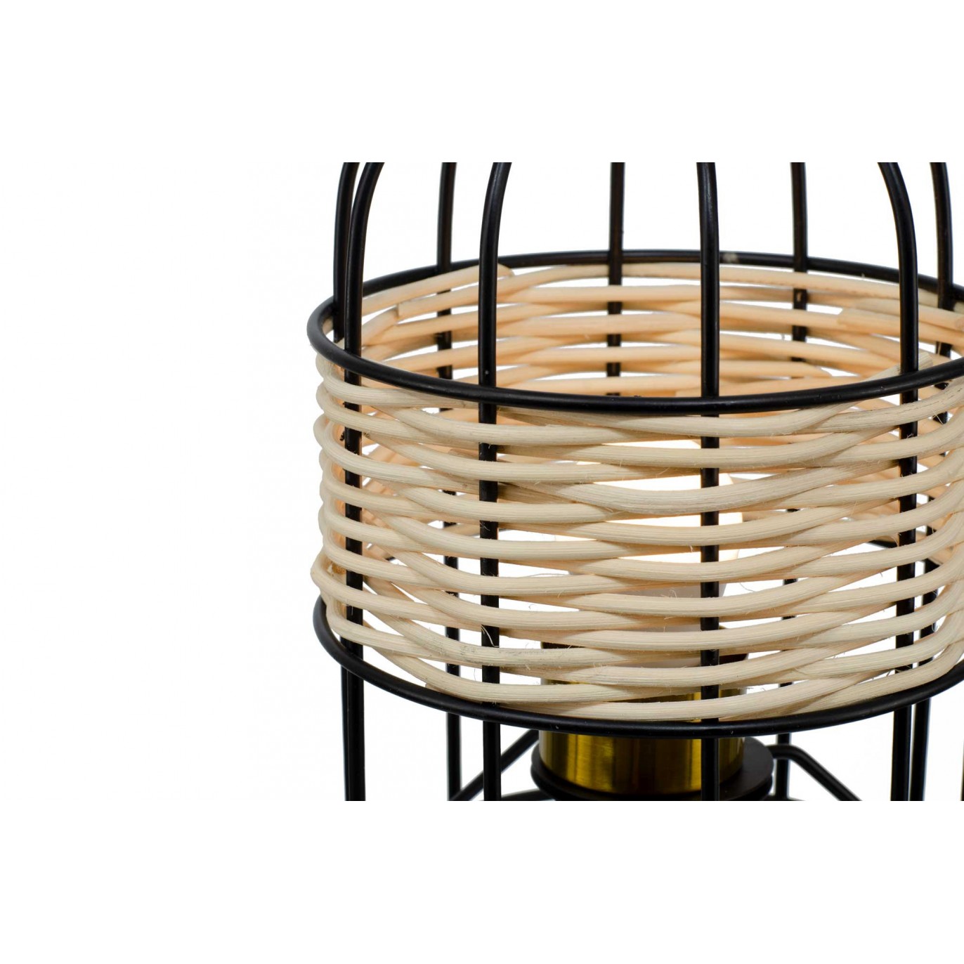 Lampe à poser tactile en métal et rotin - NUSSIM