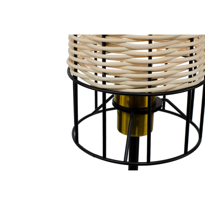 Lampe à poser tactile en métal et rotin - NUSSIM