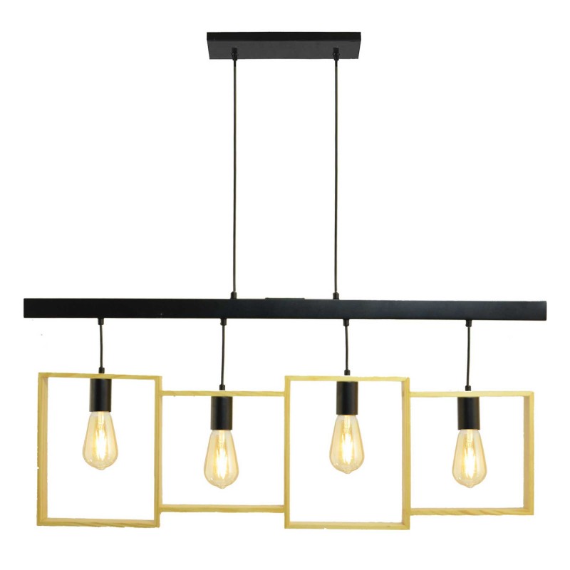 Suspension en métal et bois 4 lumières - WISSIN