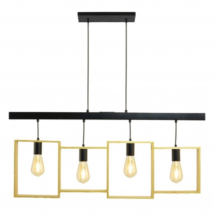 Suspension en métal et bois 4 lumières - WISSIN