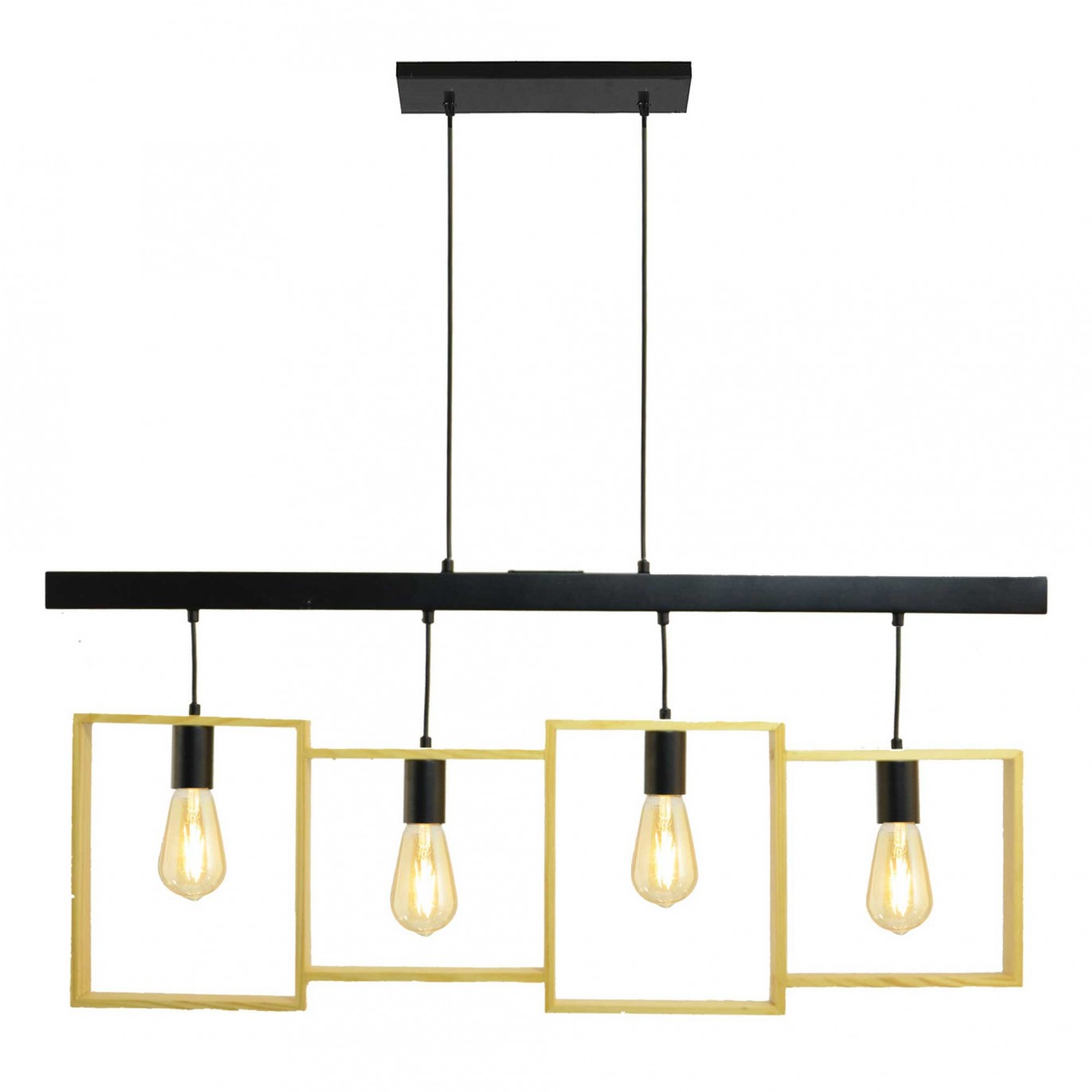 Suspension en métal et bois 4 lumières - WISSIN
