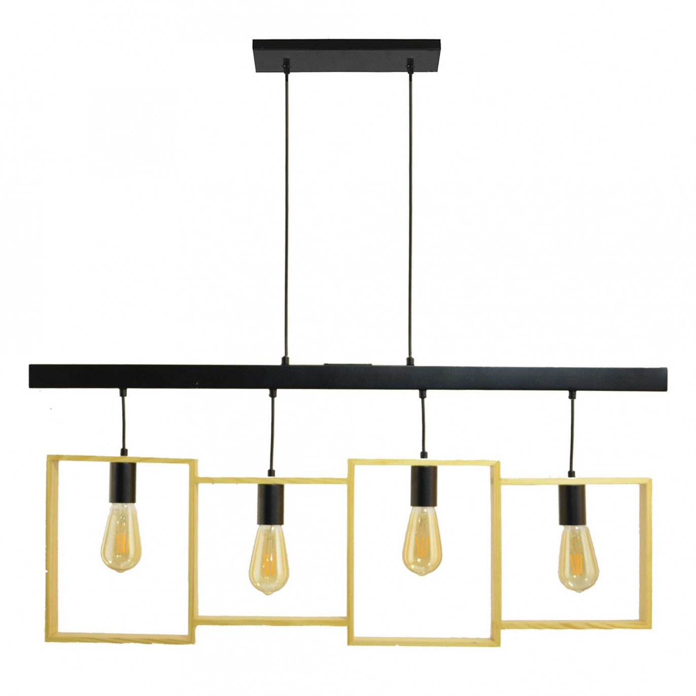 Suspension en métal et bois 4 lumières - WISSIN