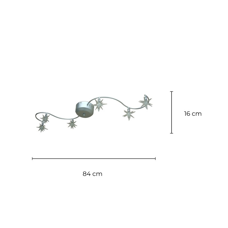 Plafonnier en métal chromé - verre forme étoile - SISMI