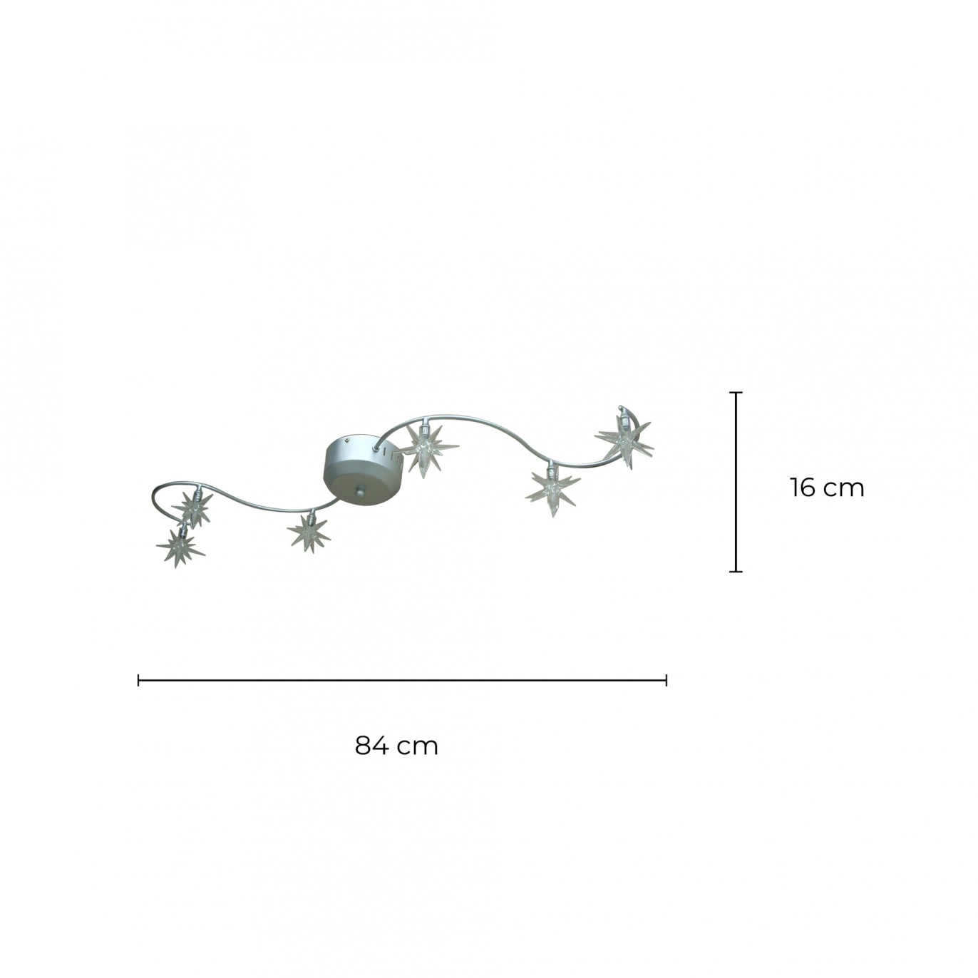 Plafonnier en métal chromé - verre forme étoile - SISMI