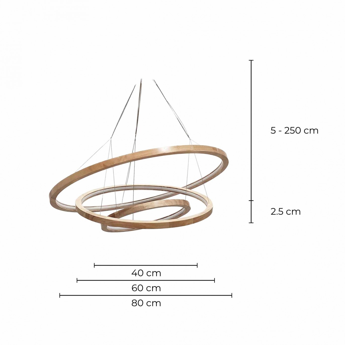 Suspension circulaire en bois et LED - CECLON