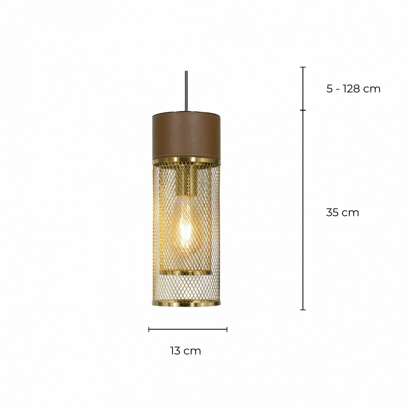 Suspension en métal doré et simili cuir marron - ACUERO PM