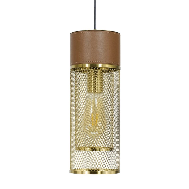 Suspension en métal doré et simili cuir marron - ACUERO PM
